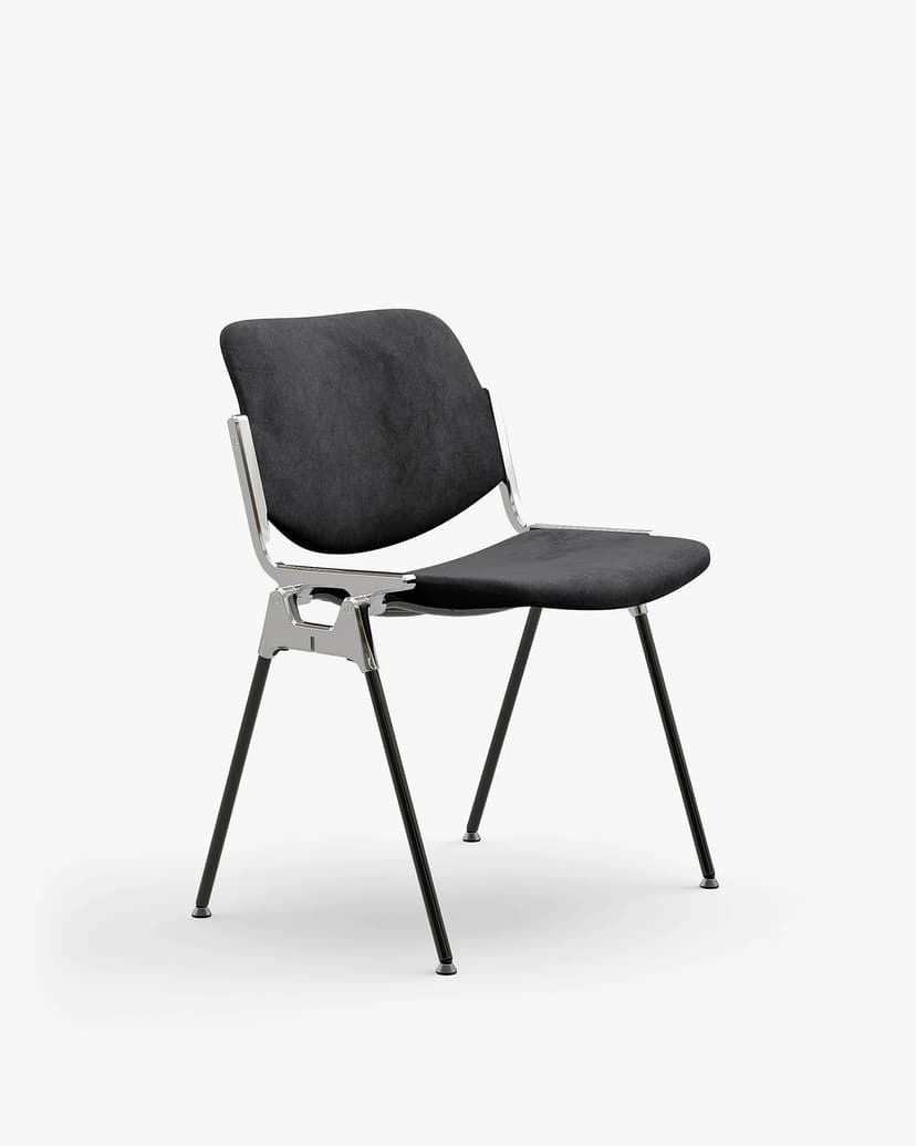 Chair DSC 106 graphite, velvet, by G. Piretti, Anonima Castelli