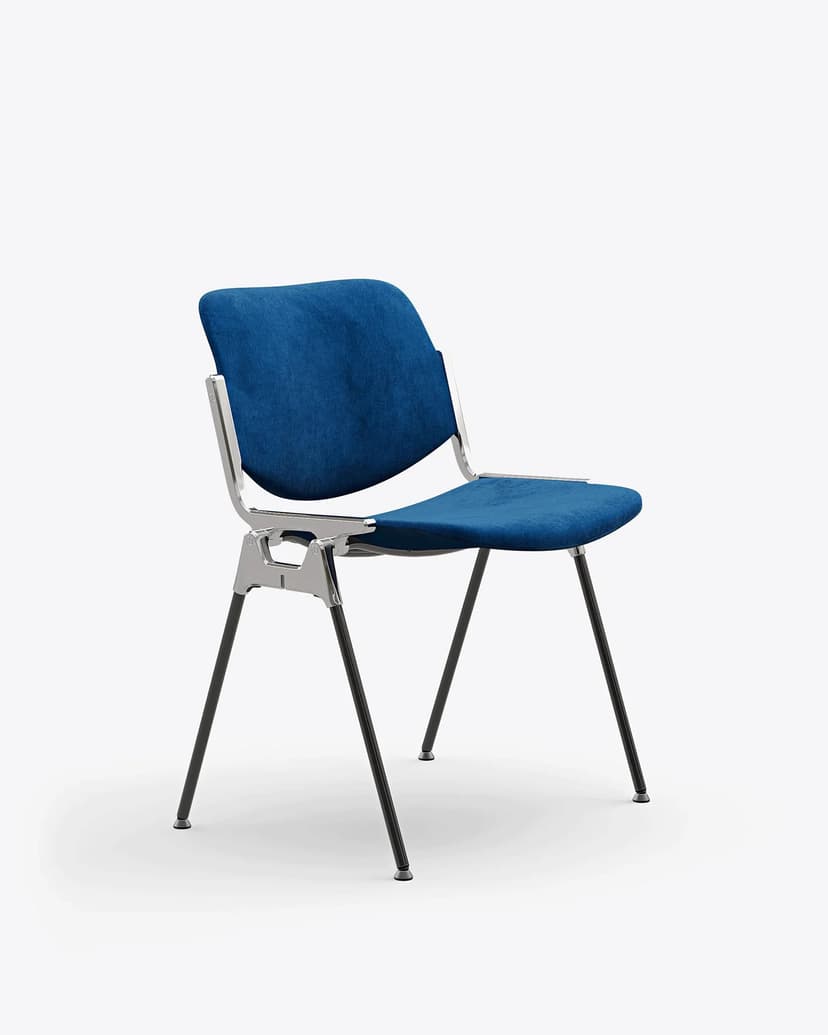 Chair DSC 106 navy blue, velvet, by G. Piretti, Anonima Castelli