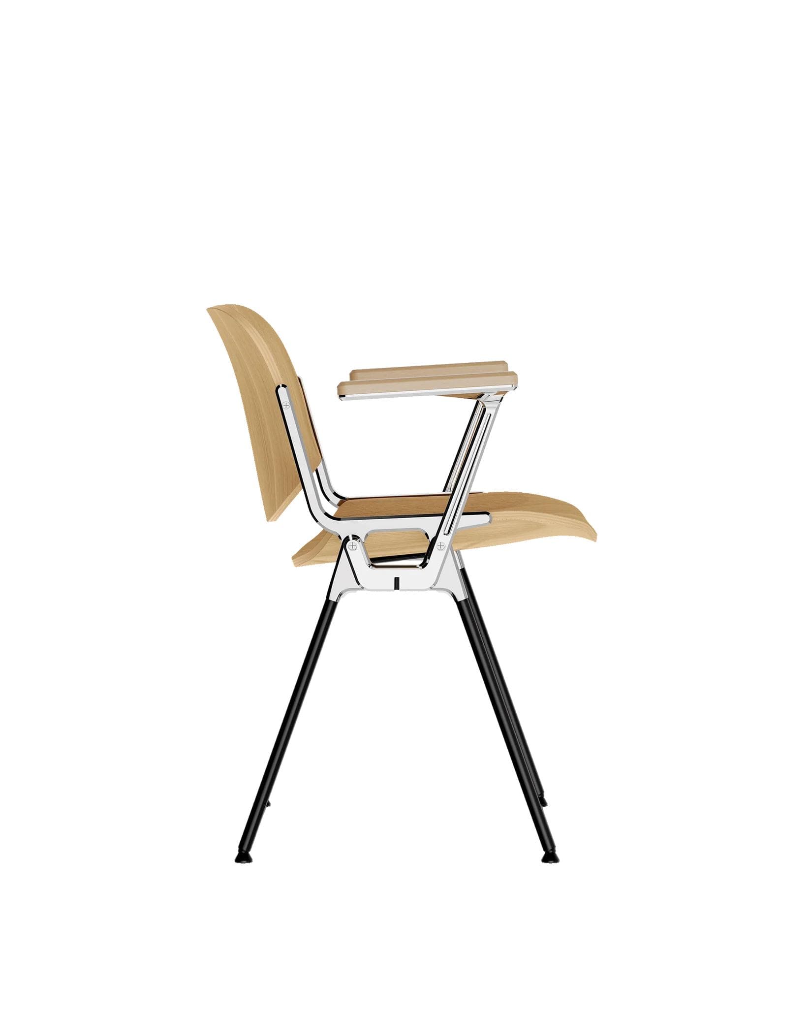 Chair DSC 106 with armrests, brown, veneer, by G. Piretti, Anonima Castelli - 348658
