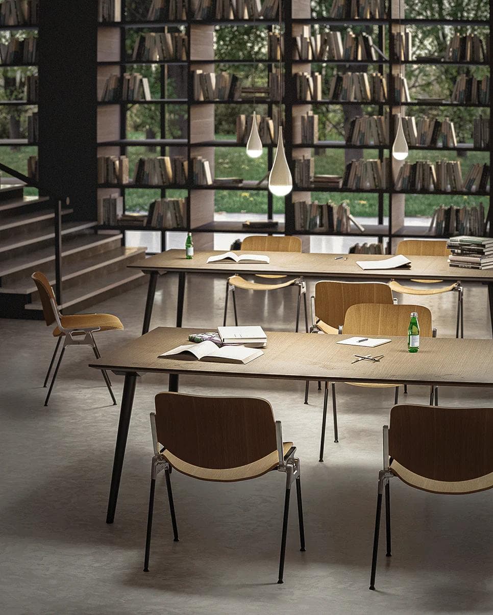 Chair DSC 106 with armrests, brown, veneer, by G. Piretti, Anonima Castelli - 348665