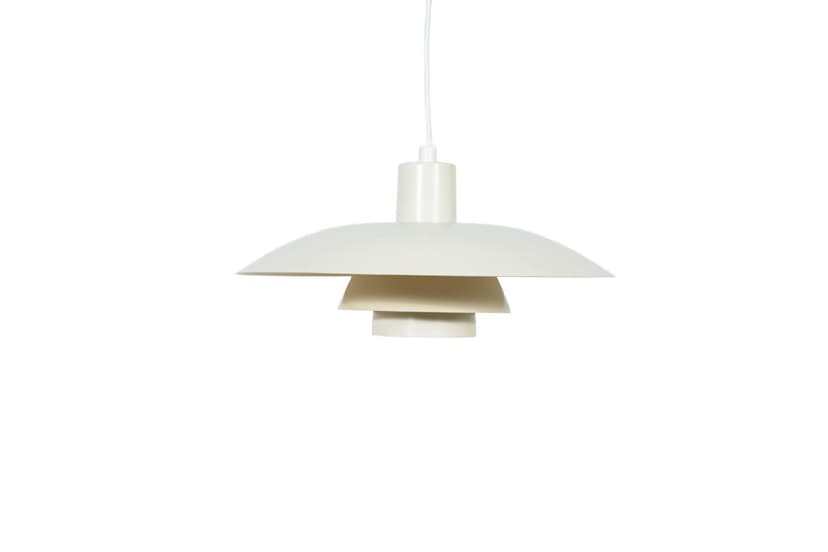Pendant lamp PH 4/3, white metal, by P. Henningsen, Louis Poulsen, Denmark, 1960s.