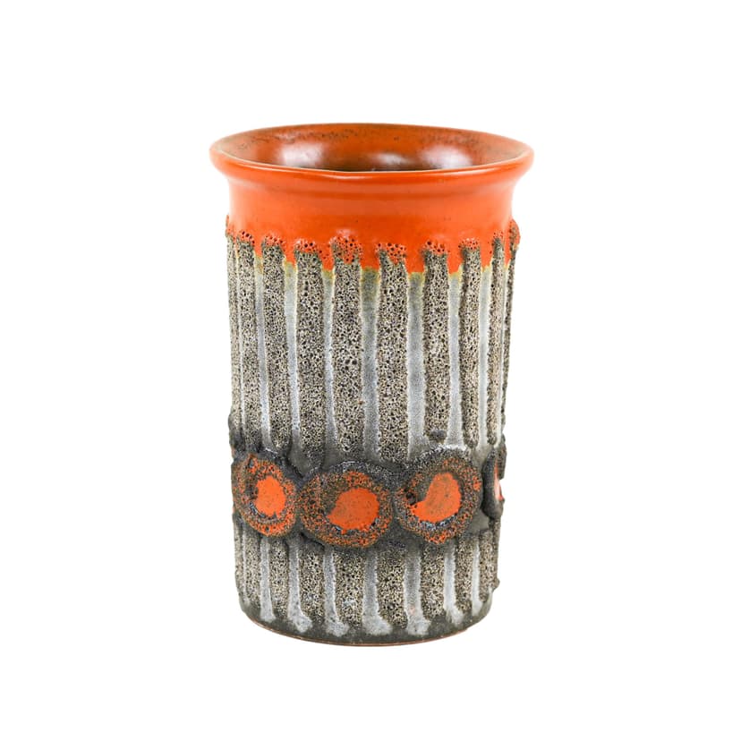 Vase, orange grey, ceramic, Strehla, Germany, 1960s.