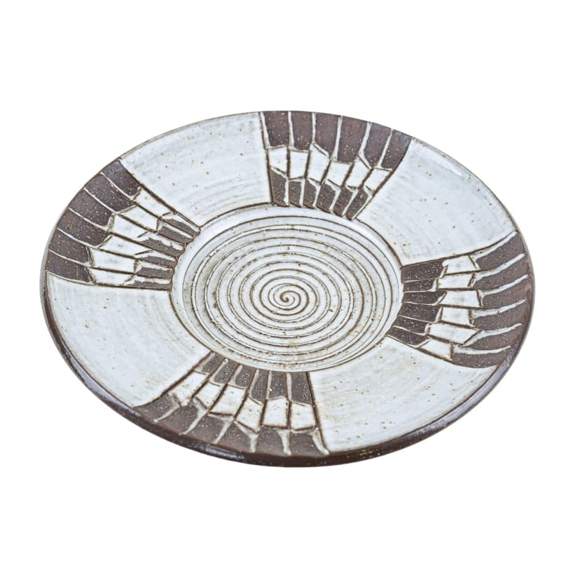 Bowl, white brown stoneware, by M. Starck, Michael Andersen & Søn, Denmark, 1970s.