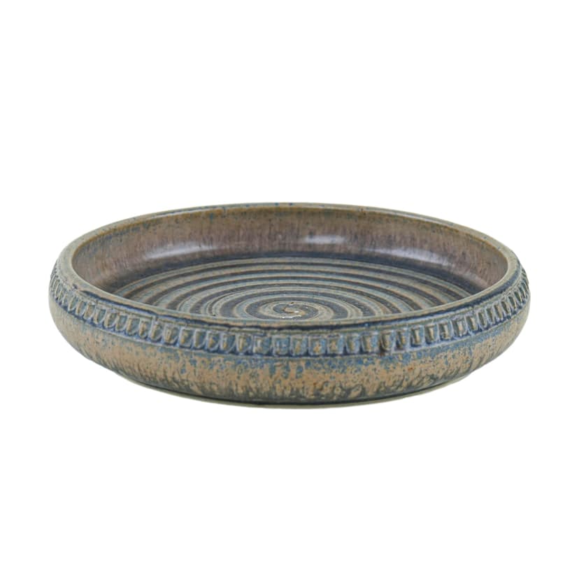 Bowl, beige brown blue grey ceramics, LoveMose, Denmark, 1960s.