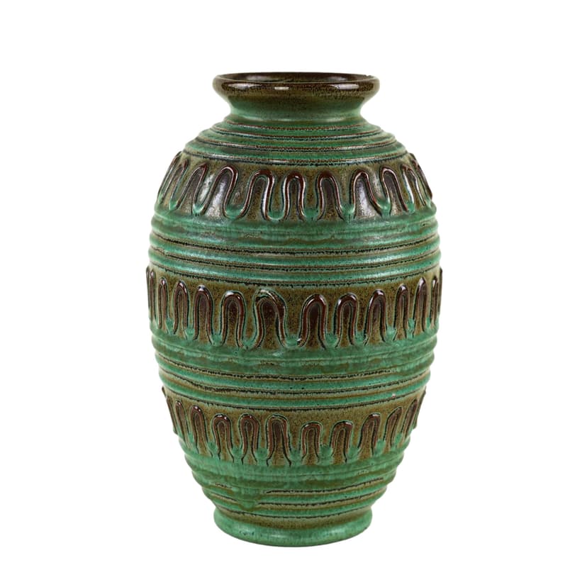 Vase, green brown, ceramics, Germany, 1970s.