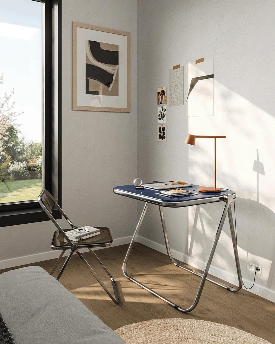Folding desk Platone red, matte, by G. Piretti, Anonima Castelli - 349461