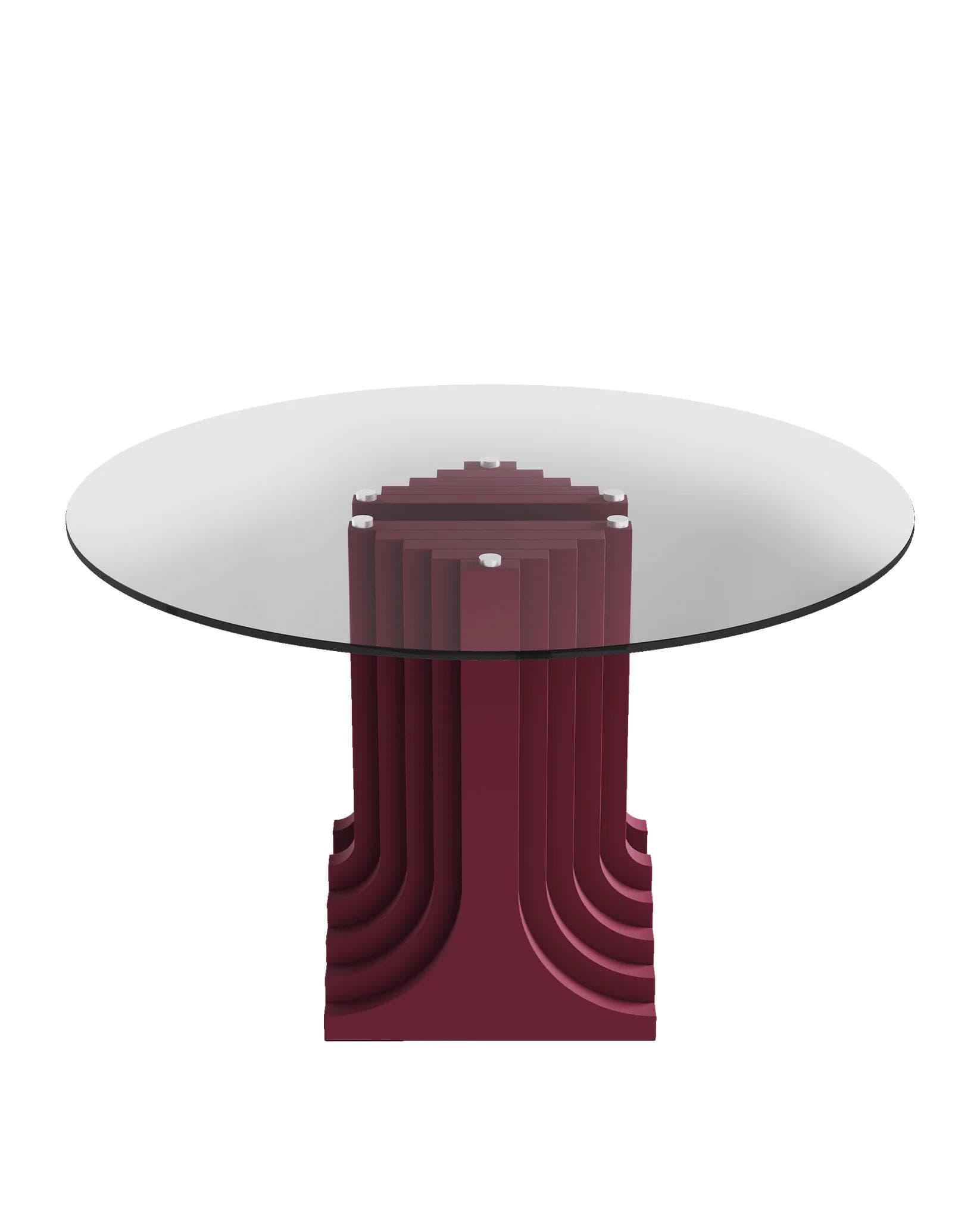 Table Ø1200 Auriga, red, by D. Gavin, Anonima Castelli