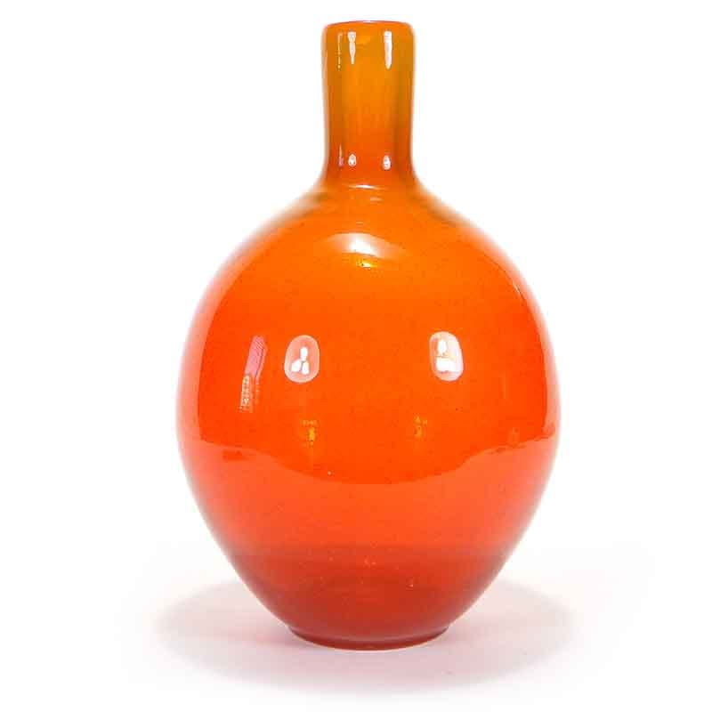 Bottle Vase Alicja, orange, soda-lime glass, by Z. Horbowy, Huta Szkła 'Sudety', Poland, 1970s.