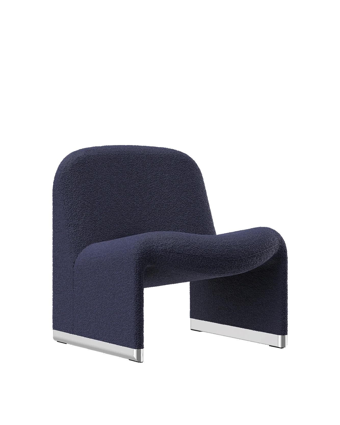 Alky armchair, navy blue, boucle fabric, by G. Piretti, Anonima Castelli