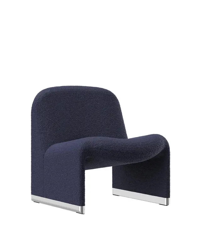 Alky armchair, navy blue, boucle fabric, by G. Piretti, Anonima Castelli - DIMENSION