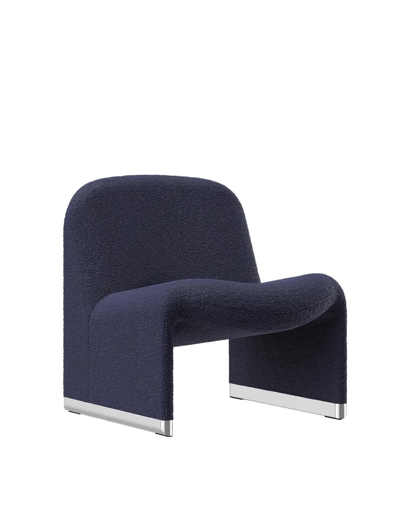 Alky armchair, navy blue, boucle fabric, by G. Piretti, Anonima Castelli