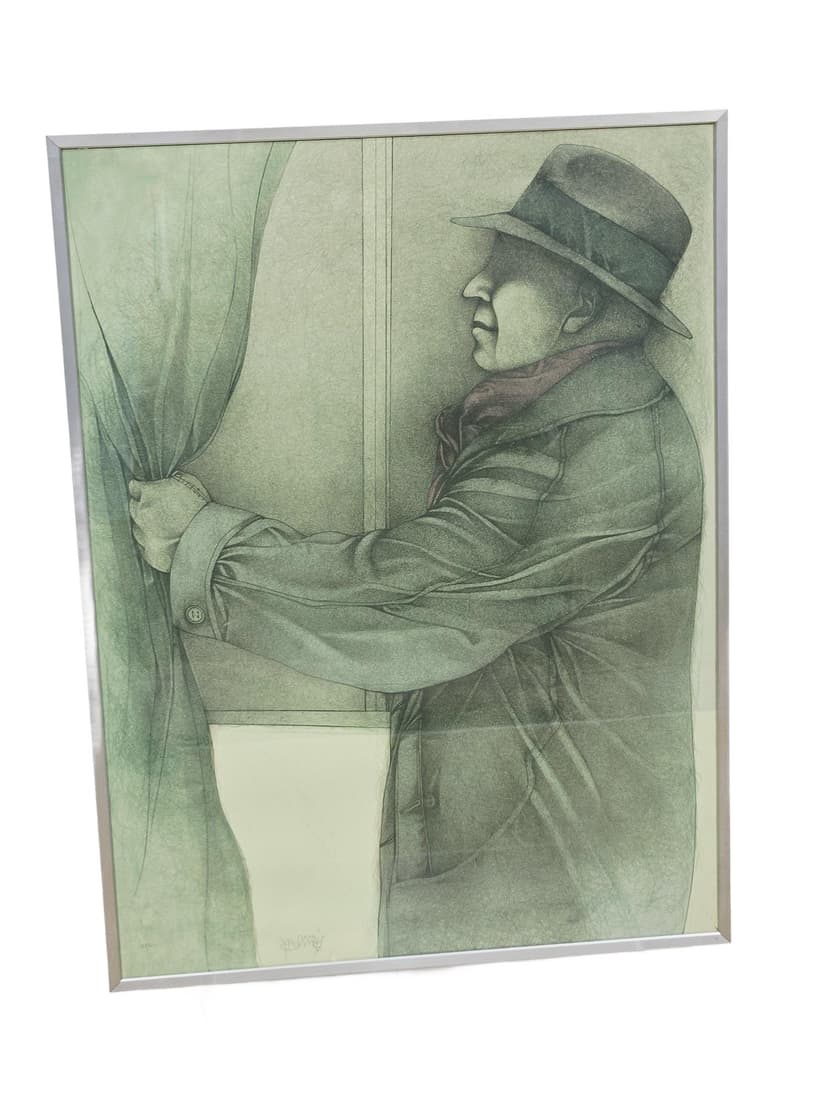 Lithograph Hinter dem Vorhang, 78.5cm x 59cm, by B. Bruni