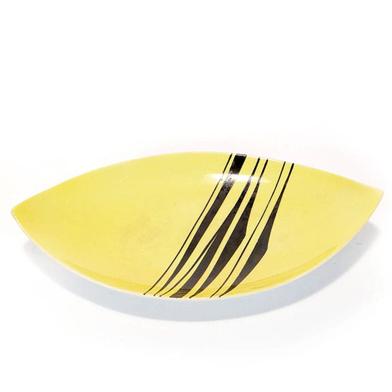 Patera łezka, żółty czarny, porcelit, proj. D. Duszniak, Chodzież, Polska, lata 60.