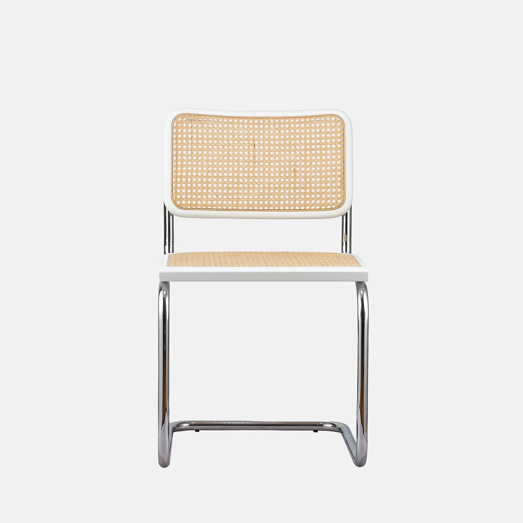 Zestaw 4 krzeseł z giętej stali premium wg proj. Cesca, M. Breuer, Bauhaus, białe - 351932