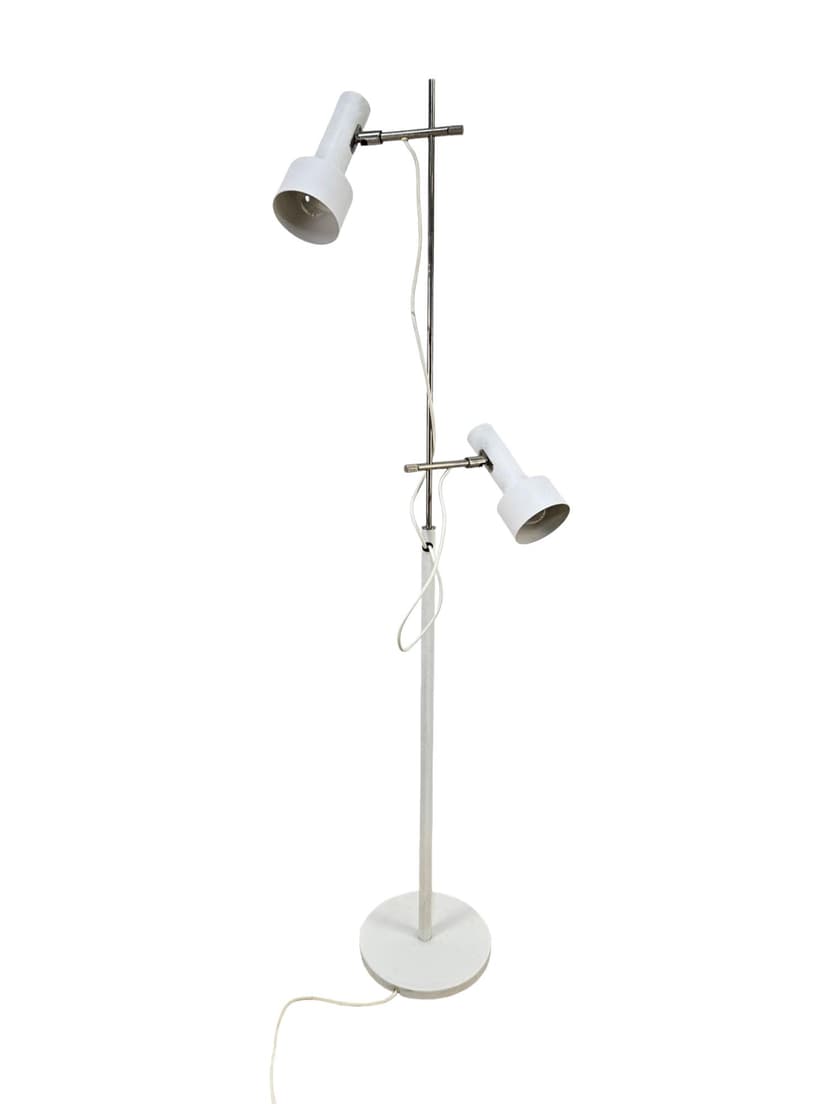 Lampa podłogowa, biała, metal chrom, Niemcy, lata 60.