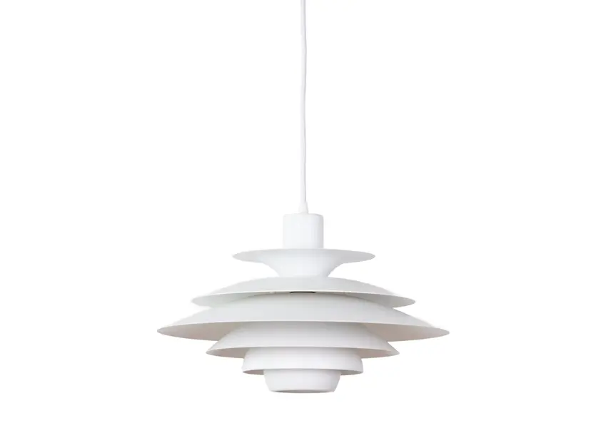Lampa wisząca Verona, aluminium biały, proj. K. Wiborg, Jeka, Dania, lata 80.