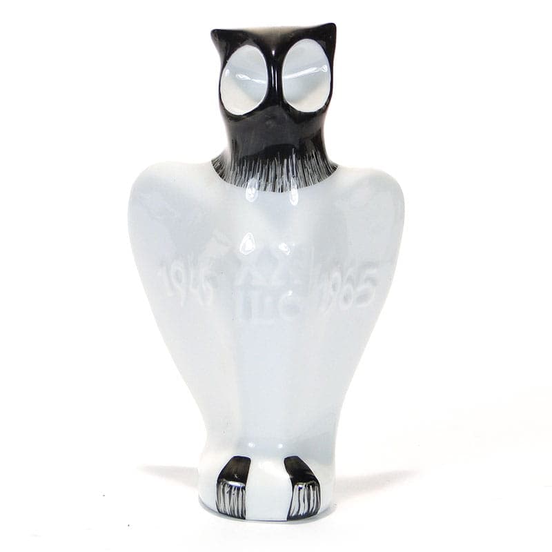 Owl figurine, white black porcelain, Wawel, Poland, 1960s