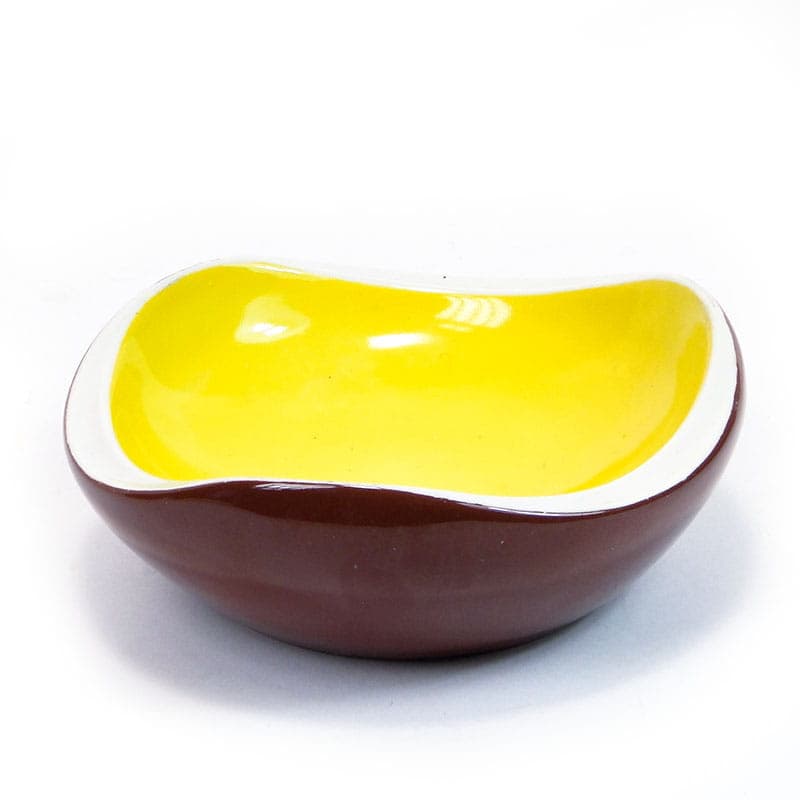 Dish New Look, yellow brown white porcelain, by Z. Przybyszewska, Ćmielów, Poland, 1950s.
