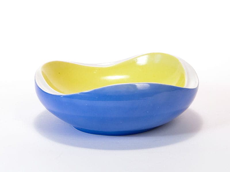 Patera New Look, porcelana niebieska żółta biała, proj. Z. Przybyszewska, Ćmielów, Polska, lata 50.