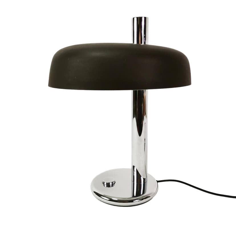 Lampa biurkowa Bauhaus, brązowy, metal chrom, proj. H. G. Pfaender, Hillebrand, Niemcy, lata 60.
