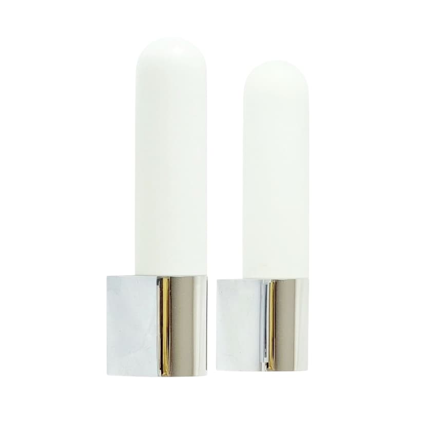 Pair of wall sconces, white opal glass, silver chrome, Limburg, Germany, 1970s