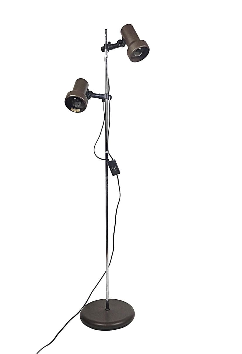 Lampa podłogowa, ciemnobrązowy chrom, metal, lata 70.