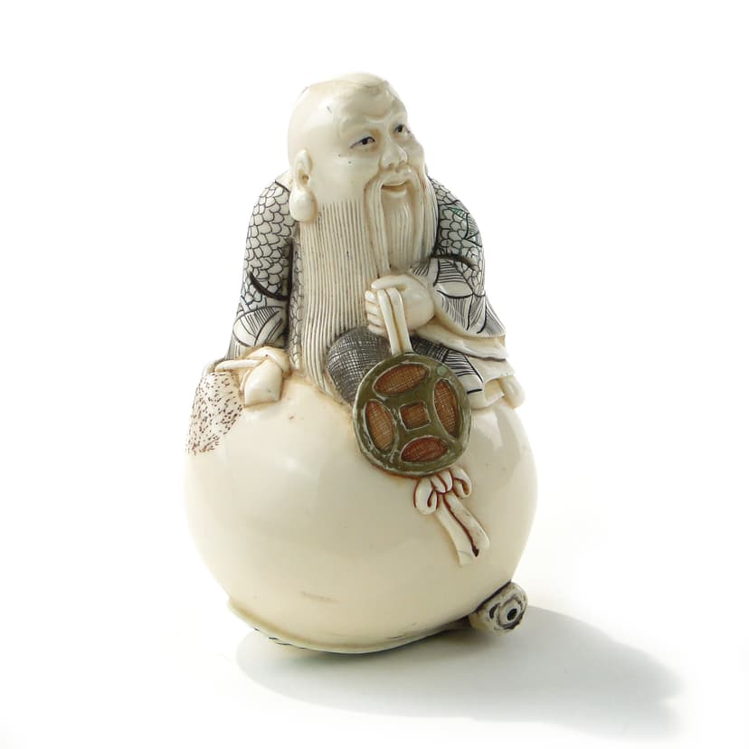 Chinese Sage Figurine, cream ivorine, Far East, early 20th century