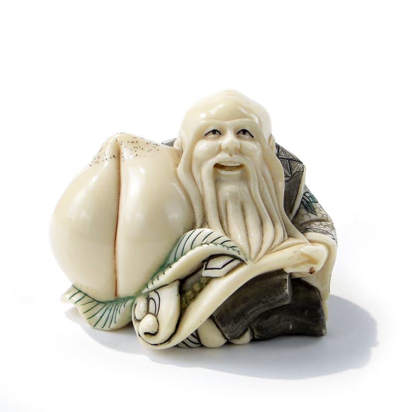 Chinese Sage Figurine, beige composite, China, 1920s