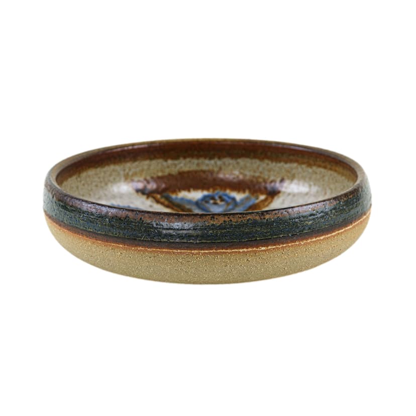 Bowl, beige blue ceramic, Søholm, Denmark, 1960s.