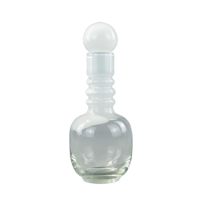 Carafe, transparent white glass, by J. Słuczan-Orkusz, Poland, 1980s.