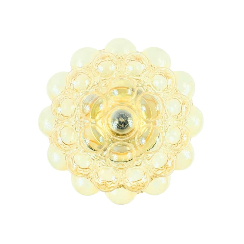 Ceiling Lamp Bubble, light amber glass, by H. Tynell, Limburg, Germany, 1970s.