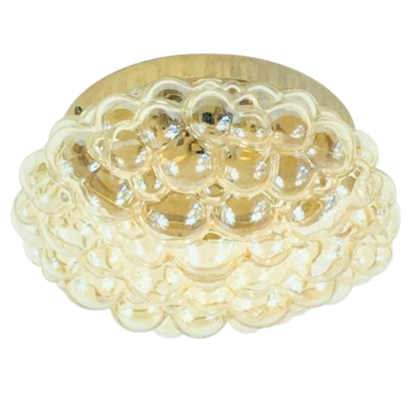 Flush Mount Bubble, light amber glass, by H. Tynell, Limburg, Germany, 1960s