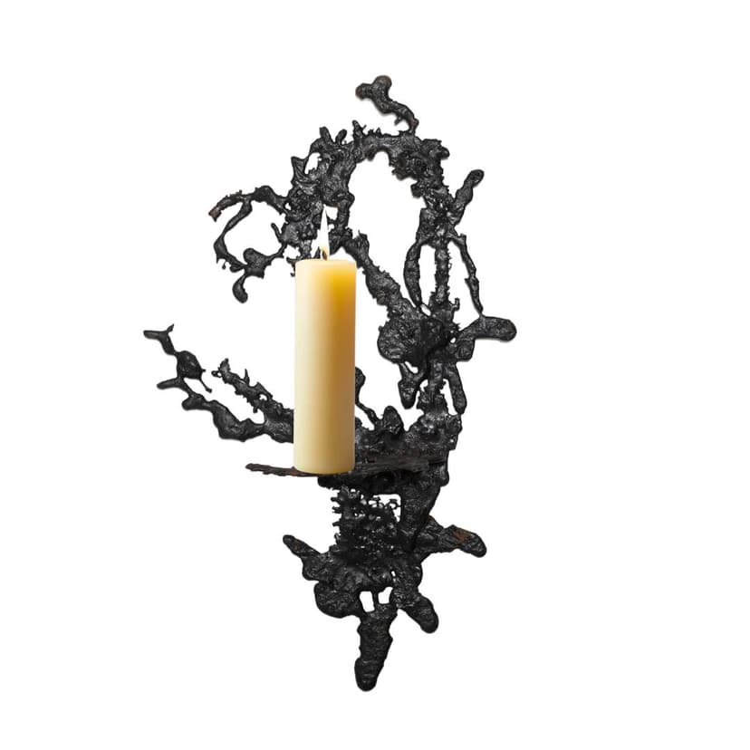 Wall candelabra, black iron, Poland, 1960s.