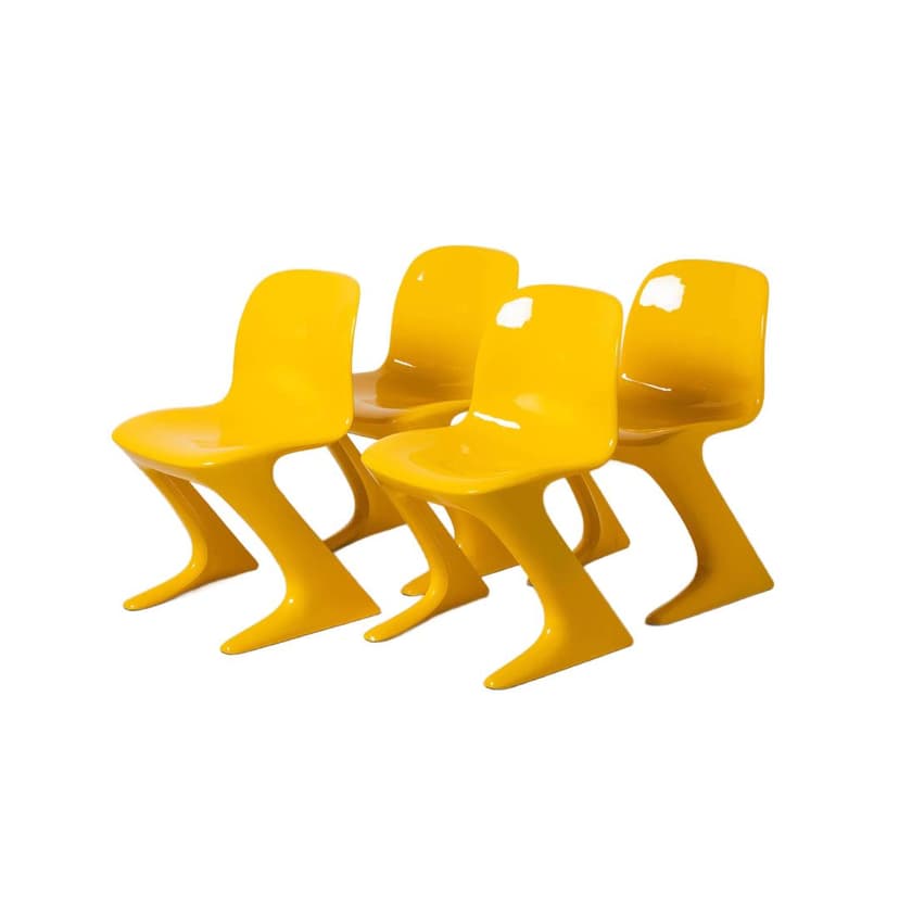 Set of four Z-STUHL chairs, yellow plastic, by E. Moeckl, Germany, 1970s.