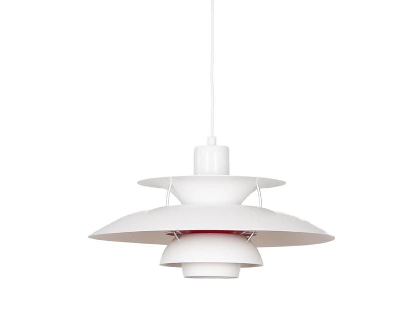 Pendant lamp PH 5, blue aluminum, by P. Henningsen, Louis Poulsen, Denmark, 1980s.