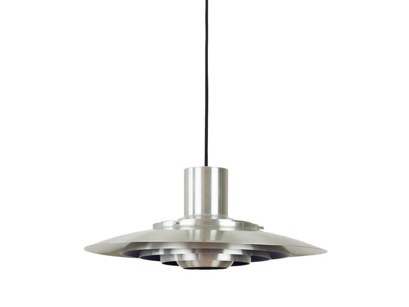 Pendant lamp P376, silver aluminum, gold brass, by P. Fabricius, J. Kastholm, Nordisk Solar, Denmark, 1960s.