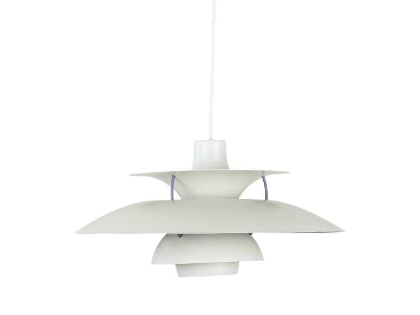 Pendant lamp PH 5, white metal, by P. Henningsen, Louis Poulsen, Denmark, 1980s.