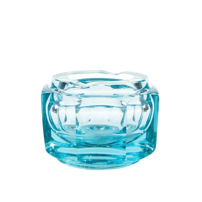 Ashtray Art Deco, turquoise crystal, Moser, Czech Republic, 1930s