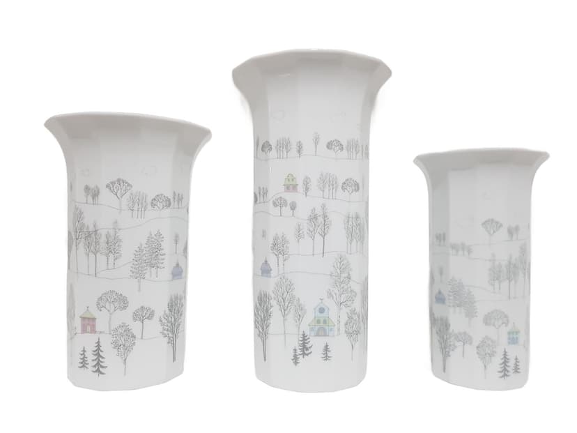 Zestaw trzech wazonów, porcelana biała, proj. T. Wirkkala, Rosenthal, Niemcy, lata 80.
