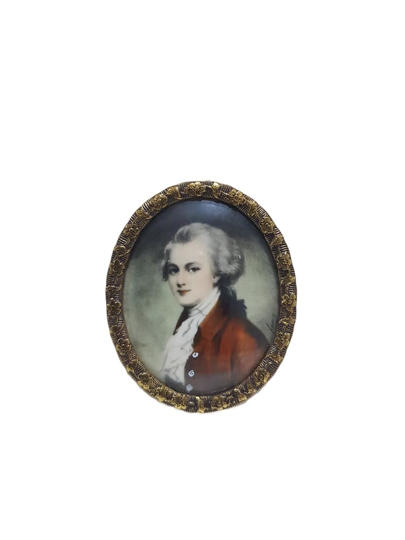 Miniatura portretowa Wolfgang Amadeus Mozart, metal złoty, szkło, Niemcy, początek XX w.