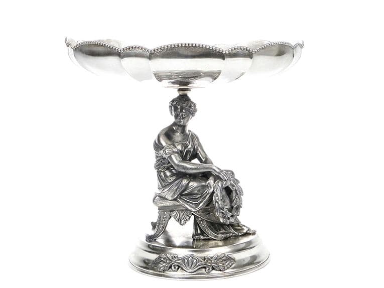 Neoclassical Figural Centerpiece, silver, silver-plated brass pewter, Poland, 19th century