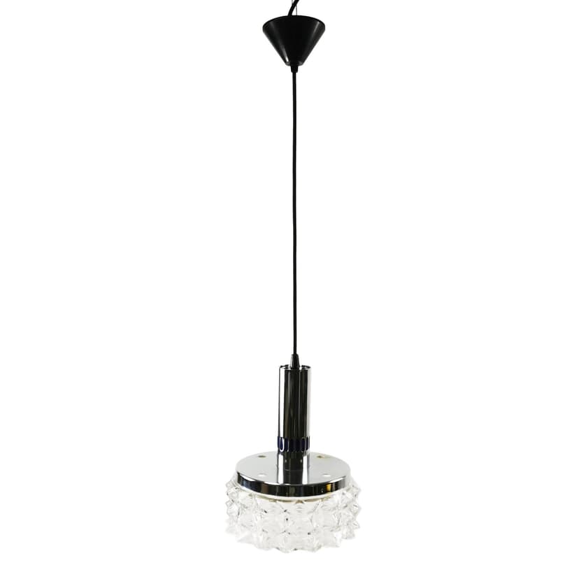 Lampa sufitowa Mid Century, metal srebrny, szkło transparentne, Raak Design, Holandia, lata 60.