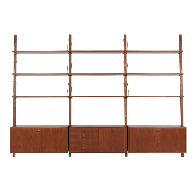 Regał systemowy, teak brązowy, proj. R. Thygesen & J. Sørensen, HG Furniture, Dania, lata 60.