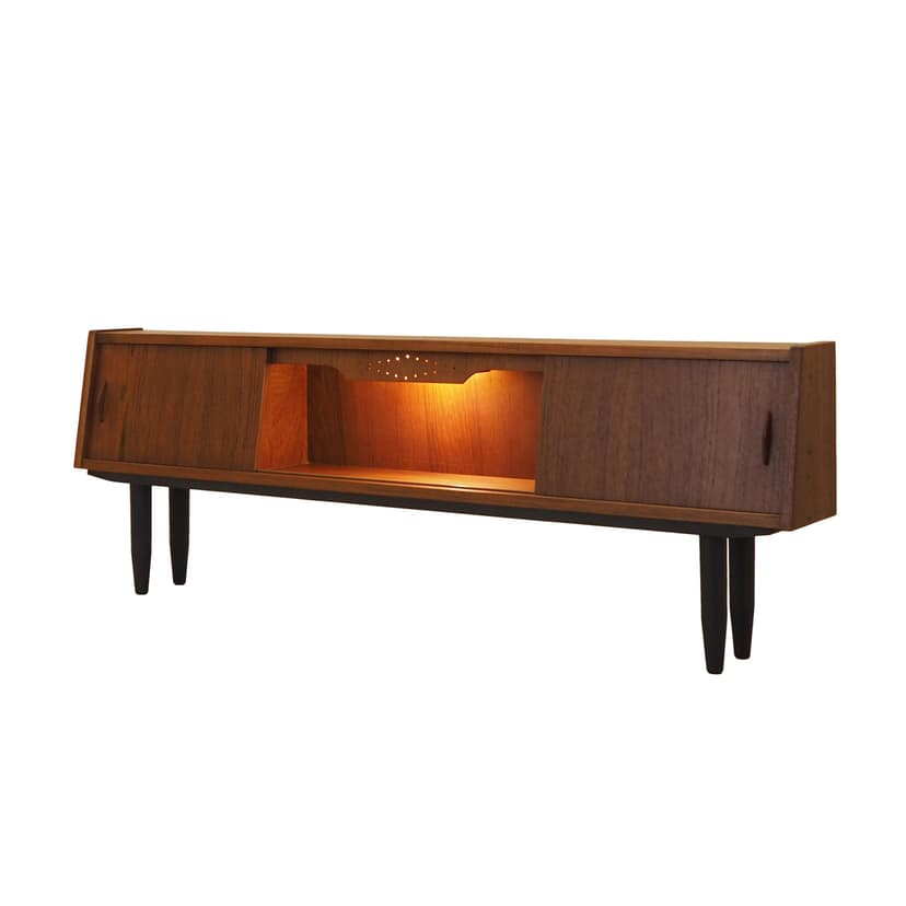 Sideboard, teak brązowy, nogi dębowe czarne, Dania, lata 60.