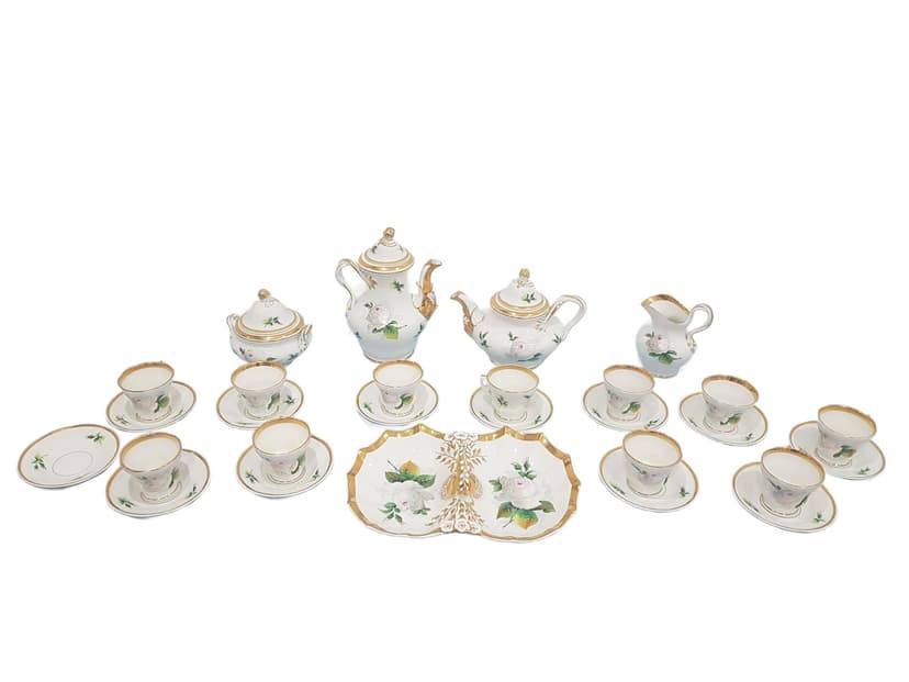 Twenty-eight piece coffee set, white gilded porcelain, KPM, Germany, 19th century