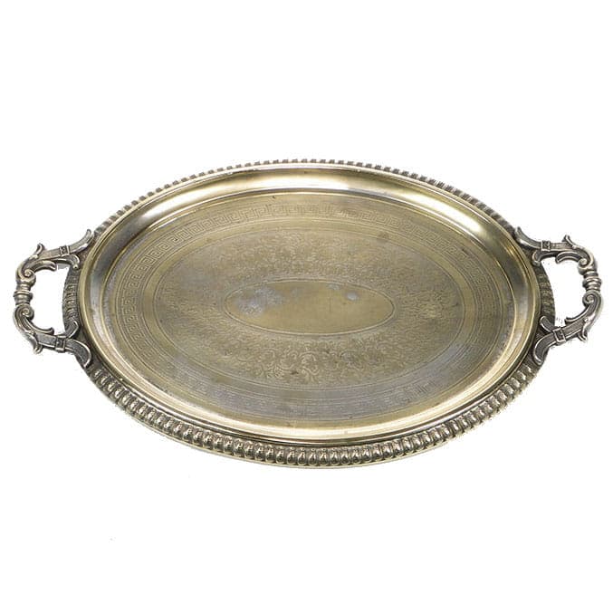 Oval tray, silver-plated brass, Bracia Buch, Poland, 1880s