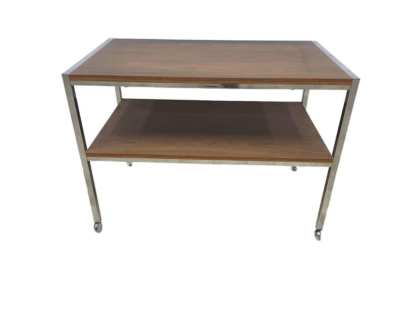 Mobile table, brown veneer, chrome steel, Germany, 1970s