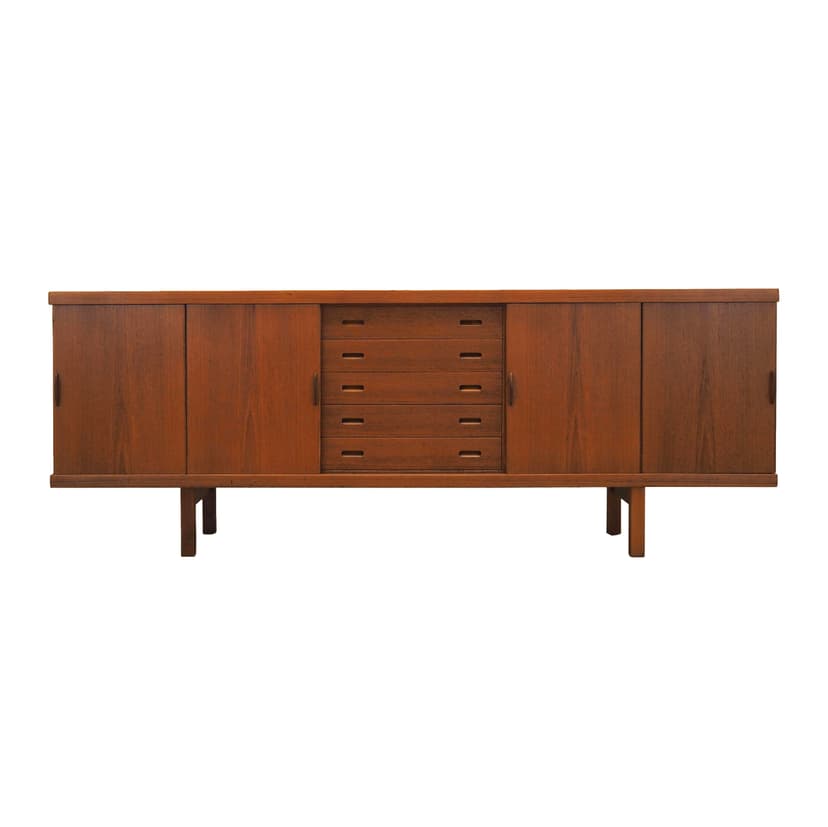 Sideboard, teak brązowy pomarańczowy, Dania, lata 60.