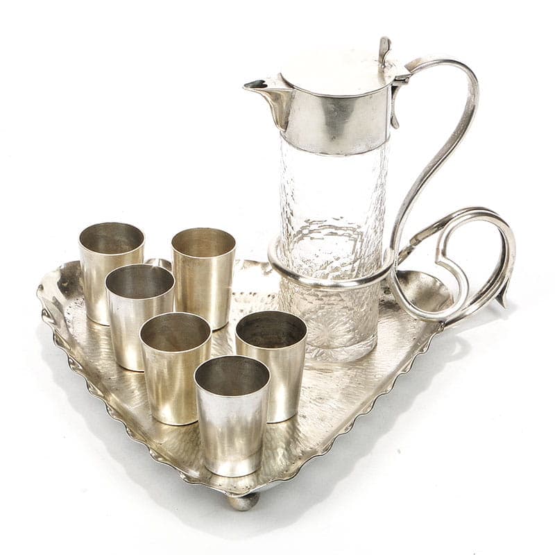 Liqueur set, Art Nouveau, silver, white metal, crystal, Austria-Hungary, early 20th c.