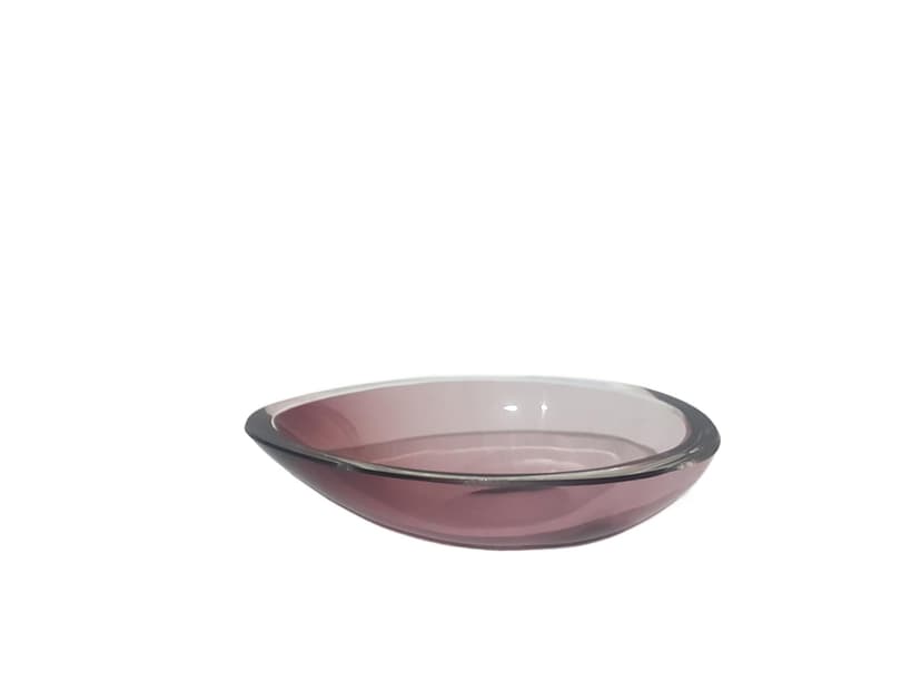 Decorative bowl, pink purple glass, by A. F. Gangkofner, Hessenglas, Germany, 1950s.